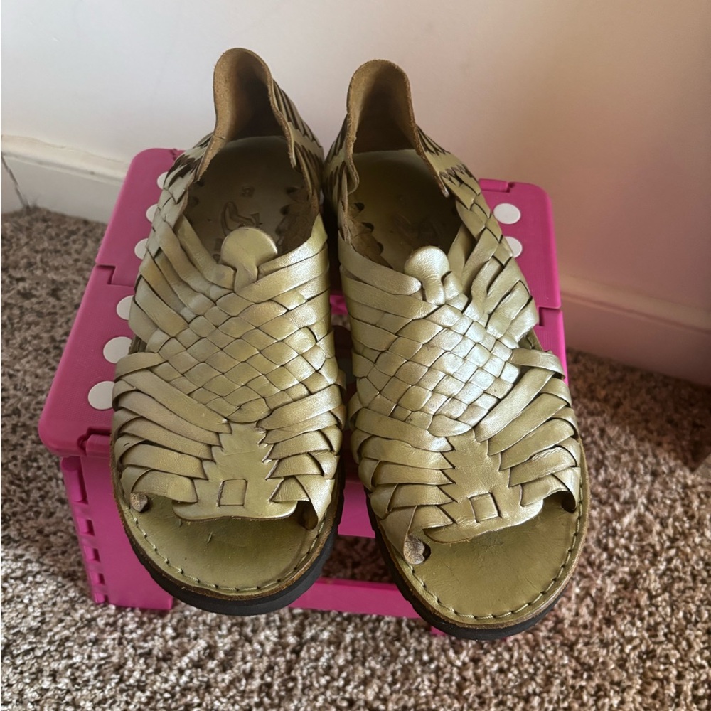 Haurauche Olive Leather sandals by Brand X (worn once)